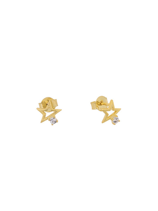 Princesilvero Gold Stud Earring Star Stone Silver 925 3a-sc611-3