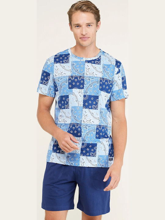 Noidinotte Men's Summer Pajamas Set Blue