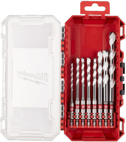 Milwaukee Set of 8 Diamond Drills Carbide for Masonry, Metal and Wood