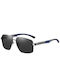 Techsuit Herren Sonnenbrille mit Silber Metall Gestell und Gray Polarisiert Linse