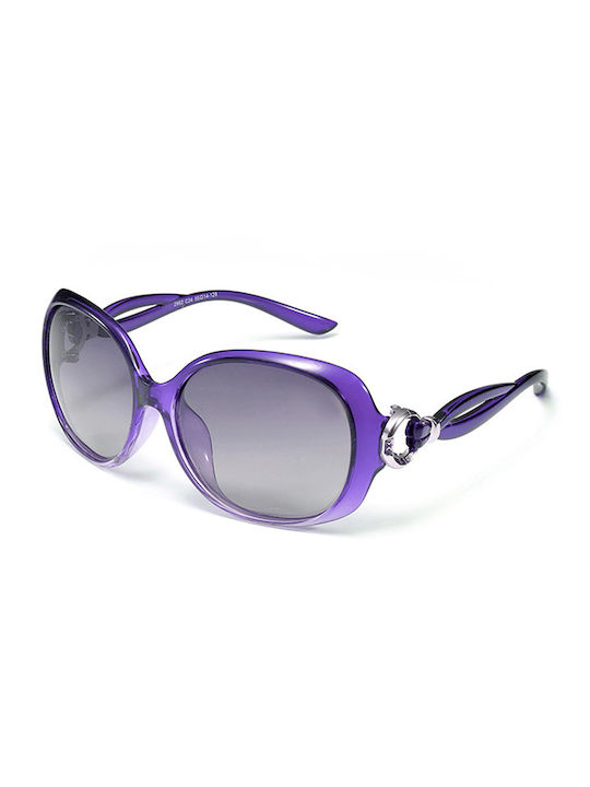 Techsuit Women's Sunglasses with Purple Plastic Frame and Purple Gradient Polarized Lens