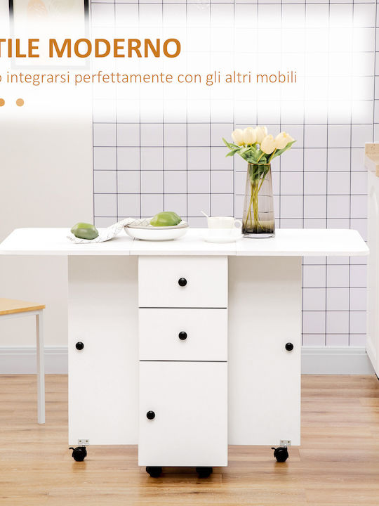 Table Kitchen Wooden White 120x60x76.5cm