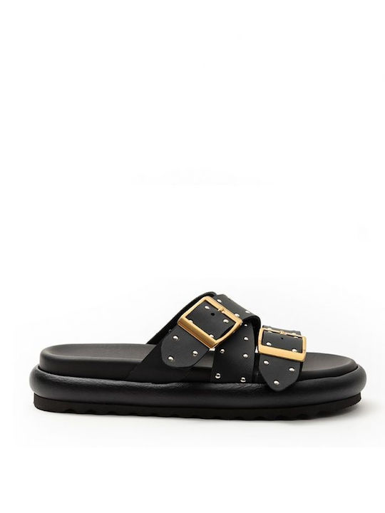 Sandale din piele Ateneo cu piele neagră Truk