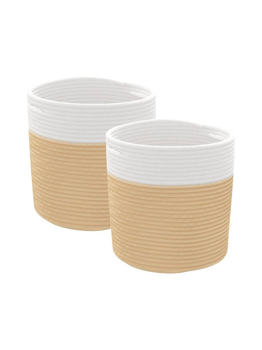vidaXL Καλάθι Αποθήκευσης Υφασμάτινο Μπεζ 28x28x28cm 2τμχ