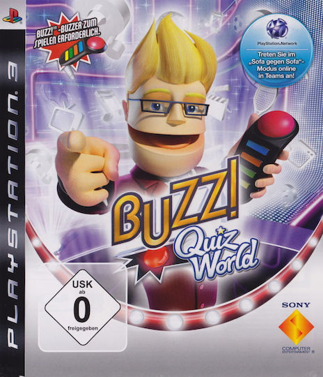Buzz World Quiz PS3 Game (Used) (WITH WIRELESS BUZZERS)