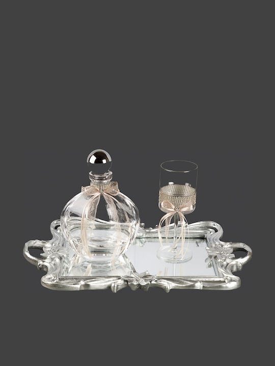 La Vista Wedding Carafe Set with Wine Glass Crystal Metallic FK532770 FP530870 2 Pieces