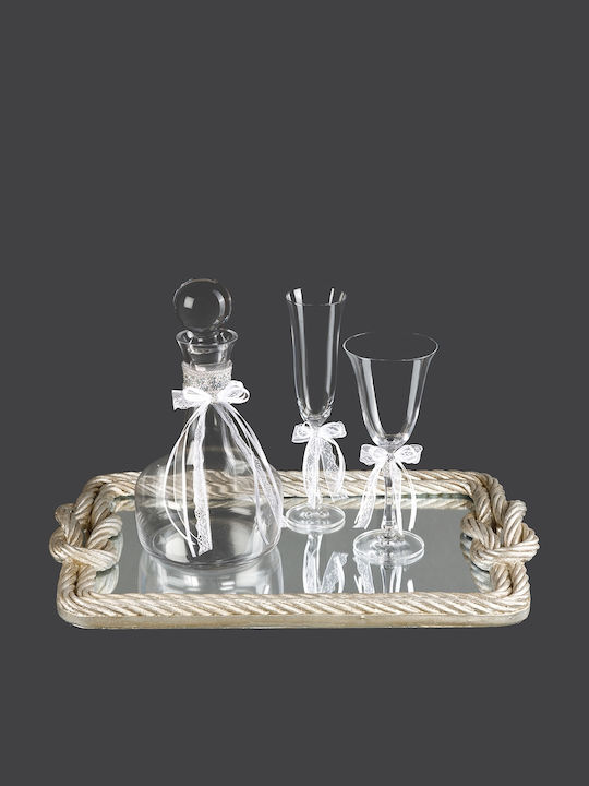 La Vista Wedding Decanter Set with Wine Glass Made of Crystal 2 Pieces