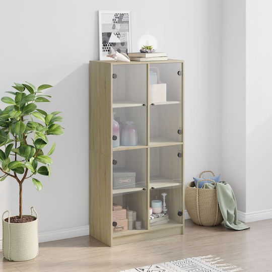 Wohnzimmer Vitrine aus Spanplatte mit Verglasung Braune 68x37x142cm