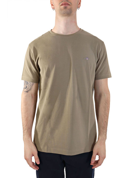 Gant Pique Men's Short Sleeve T-shirt Khaki
