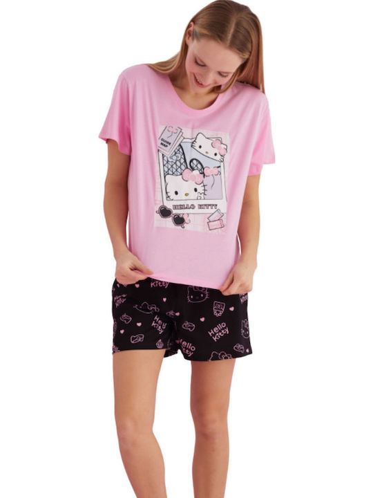 Siyah Inci Summer Women's Pyjama Set Pink