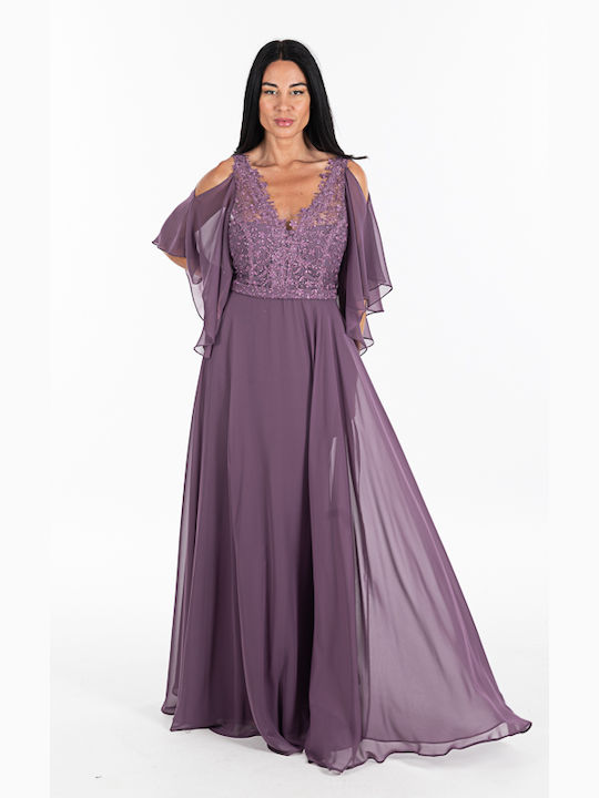 Mikael Maxi Dress for Wedding / Baptism with Lace Purple