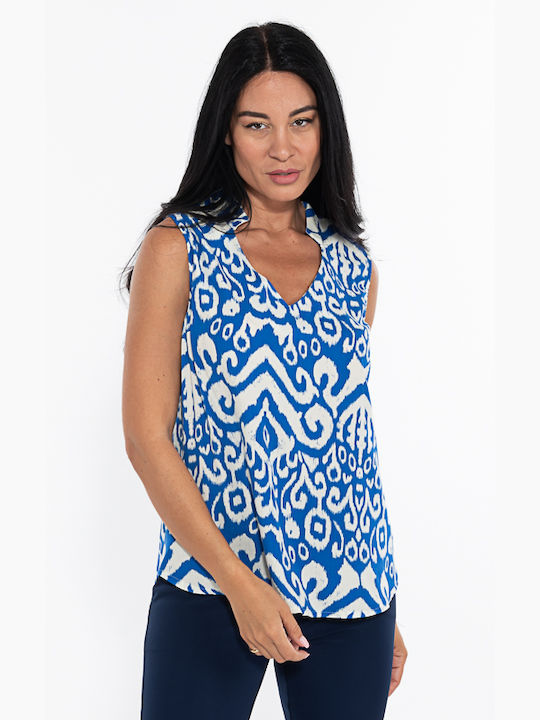 Donna Martha Damen Bluse Ärmellos Blau