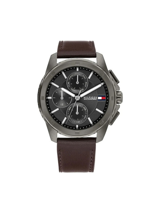 Tommy Hilfiger Watch Battery with Brown Leather Strap