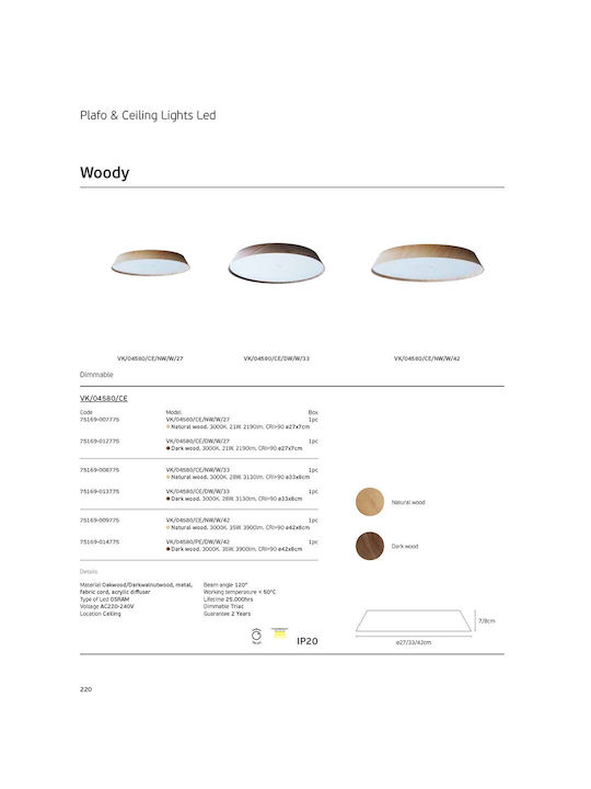 VK Lighting Таванно осветление 27бр Кафяв с Вграден LED
