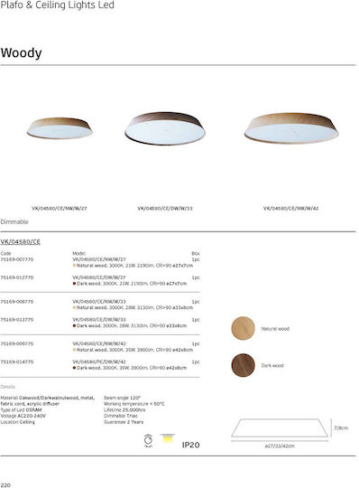 VK Lighting Plafonieră de Tavan 33buc Maro cu LED Integrat