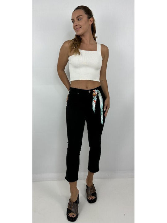 Moutaki pentru Femei de Vară Crop Top fără Mâneci White