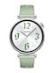 Huawei Watch GT 4 Stainless Steel 41mm Waterproof with Heart Rate Monitor (Green Fluoroelastomer Strap)