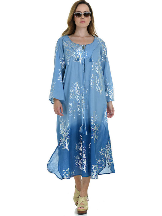MiandMi Women's Maxi Caftan Beachwear Blue
