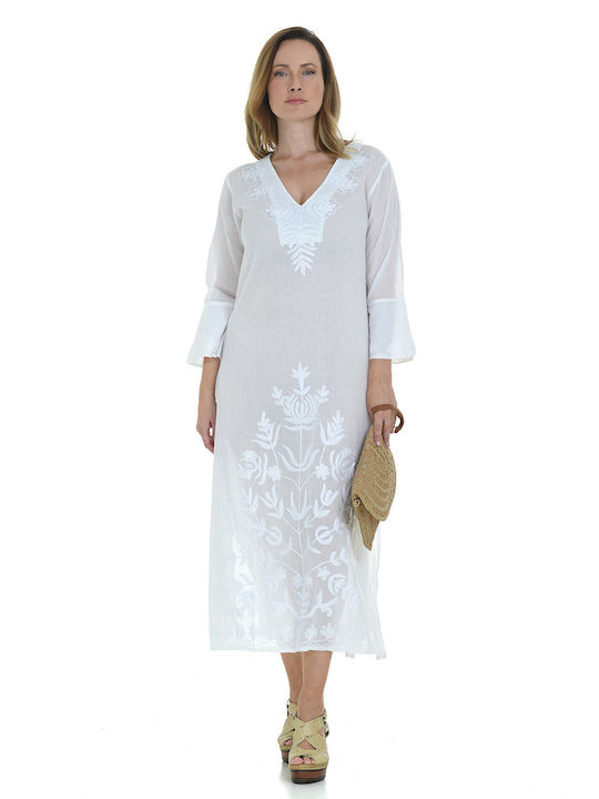 MiandMi Women's Maxi Caftan Beachwear WHITE