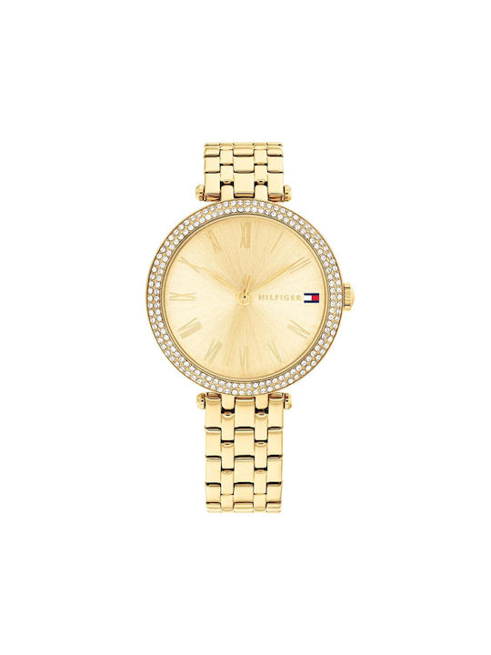 Tommy Hilfiger Uhr mit Gold Metallarmband