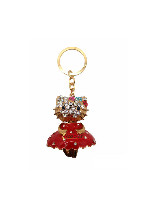 Metallic Rhinestone Hello Kitty Keychain