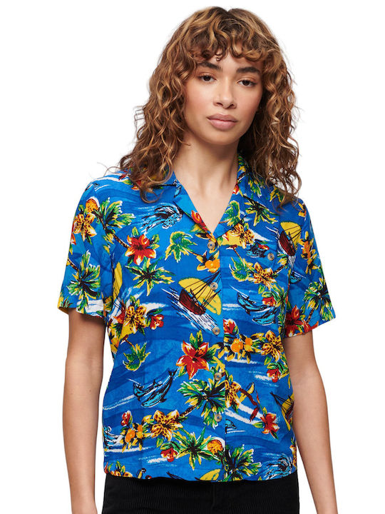 Superdry Ovin Beach Resort Shirt Mâneci scurte Femei Cămașă Multi