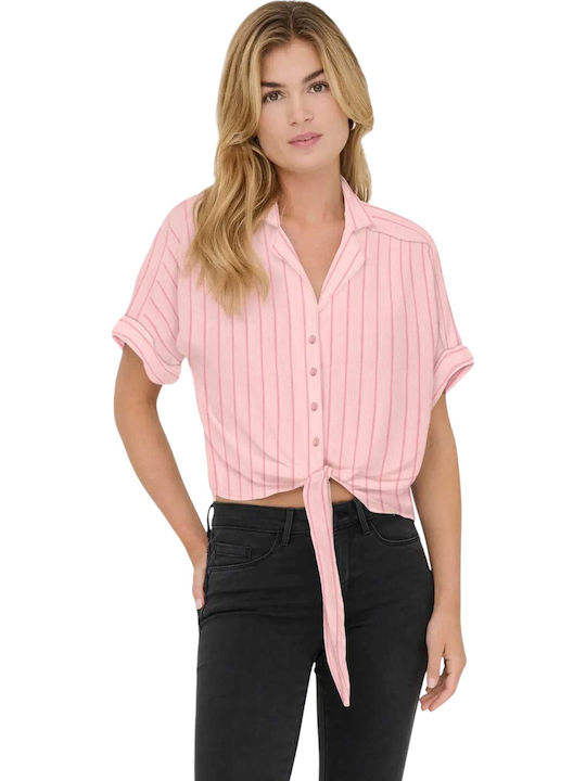 Only Women's Short Sleeve Shirt Pink