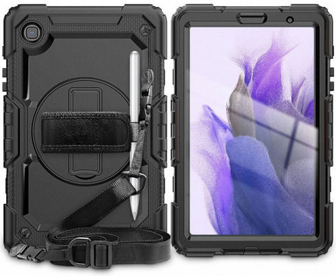 Carcasă Tech Protect Solid360 Mâner Suport Flip Cover Rezistentă Negra (Samsung Galaxy Tab A7 Lite 8.7 T220 / T225) T12761