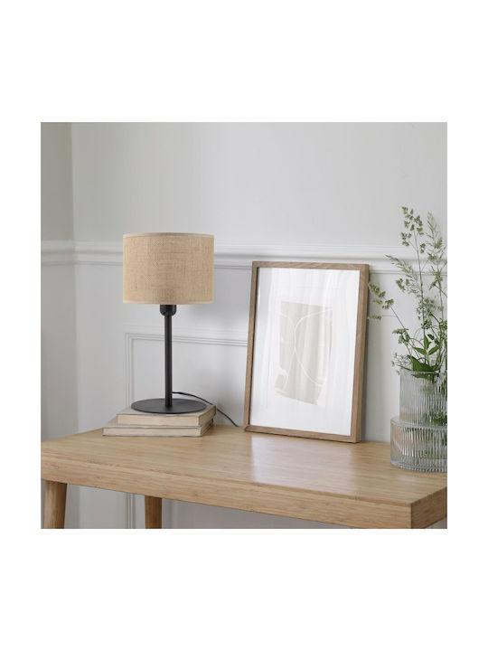 TK Lighting Table Lamp for Socket E27 with Beige Shade and Black Base