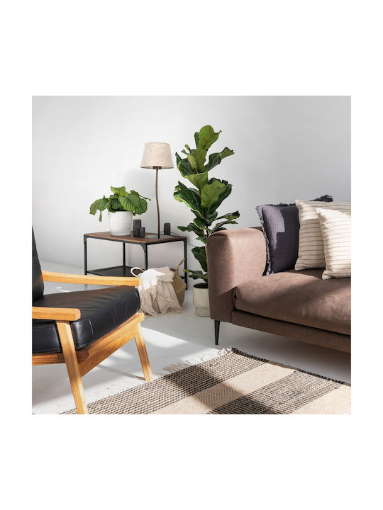 TK Lighting Fabric Table Lamp for Socket E27 with Gray Shade and Brown Base