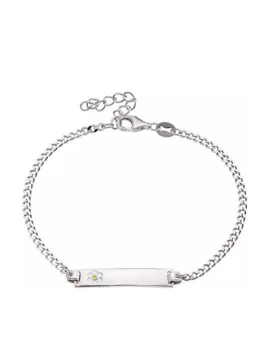 Oxzen Silver Kids Bracelet Platinum-Plated Identity Daisy Ideal Engraving