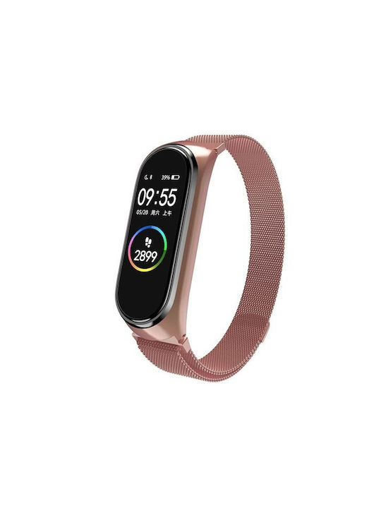 Metallic Curea Oțel inoxidabil Roz (Mi Smart Band 5/Mi Smart Band 6Huawei Band 4)