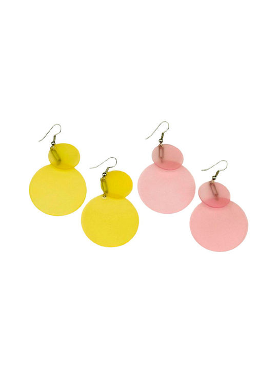 Plastic Circles Earrings 4 Colors - Yellow