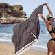 White Fabric Beach Towel Cotton Black 160x80cm.