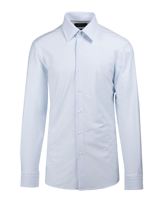 Hugo Boss Men's Shirt Long Sleeve Cotton Open Blue
