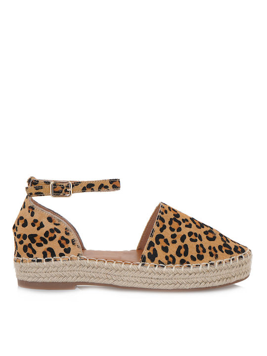 Exe Lederne Damen Espadrilles in Braun Farbe