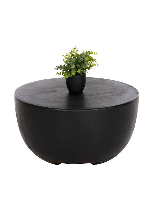 Round Side Table Pompu made of Solid Wood Black L58xW58xH34cm