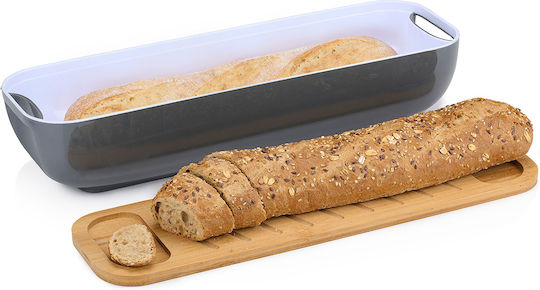 Alpina Appliances Plastic Bread Box with Lid Gray 40x12.2x8.5cm