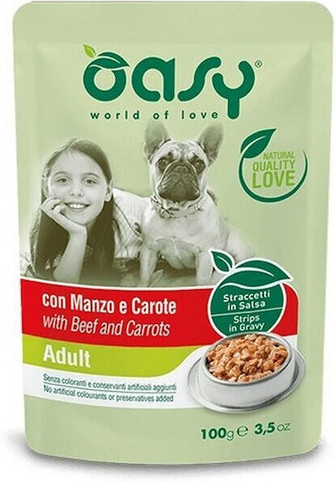 Oasy Wet Food Dogs in Pouches with Beef and Vegetables 100gr