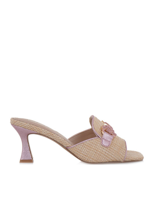 Exe Mules mit Hoch Absatz in Beige Farbe