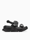 Leder Flache Sandalen für Damen in Schwarz Farbe