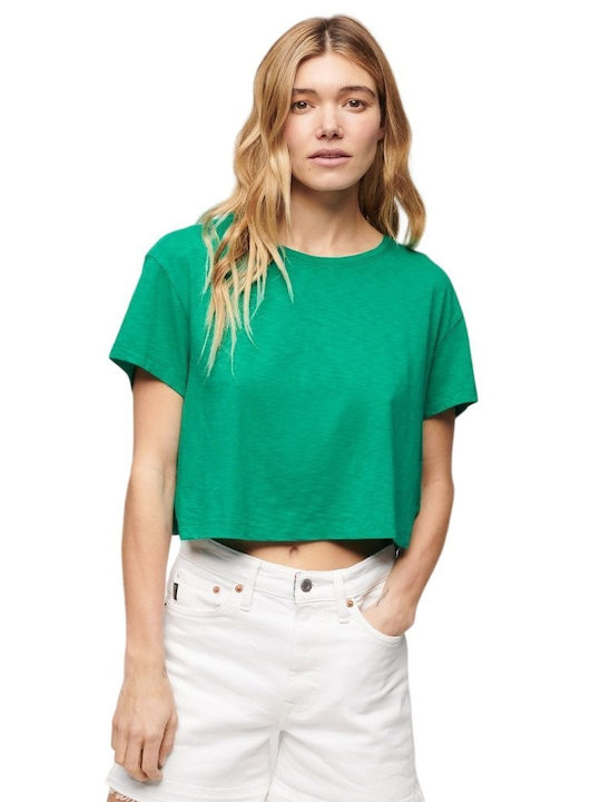 Superdry Slouchy Feminin Crop Tricou Green