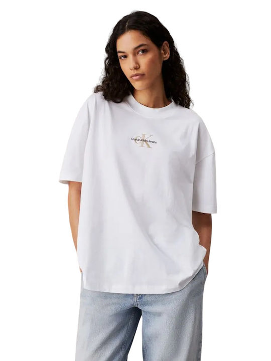 Calvin Klein Monologo Boyfriend Damen T-Shirt Bright White