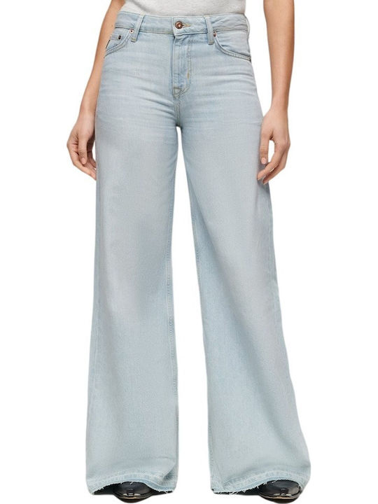 Superdry Γυναικείο Jean Παντελόνι Καμπάνα Blue