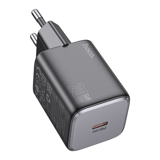 Hoco Charger Without Cable with USB-C Port 20W Power Delivery Blacks (N40)
