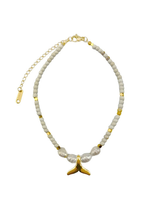 Callajewels Αλυσίδα Ποδιού από Ατσάλι με Πέρλες Μπεζ