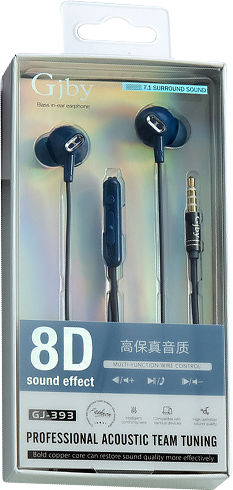 Gjby Gj-393 Earbuds Handsfree Headphones with Connector 3.5mm Blue