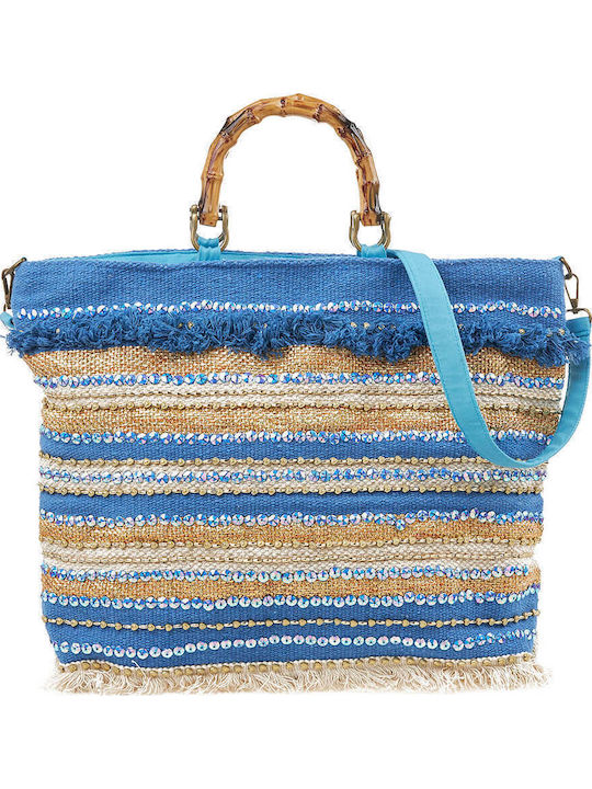 Verde Verde Stoff Strandtasche Blau