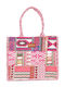 Verde Stoff Strandtasche Fuchsia