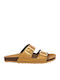 Leder Flache Sandalen für Damen Bronze